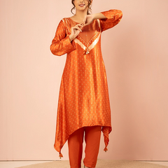 Kesar Printed Orange Kurta Set