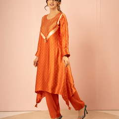 Kesar Printed Orange Kurta Set