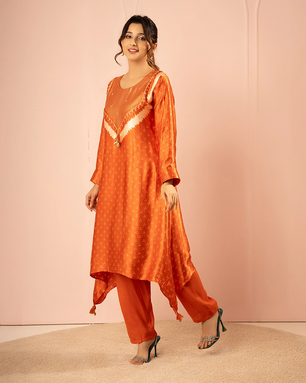 Kesar Printed Orange Kurta Set