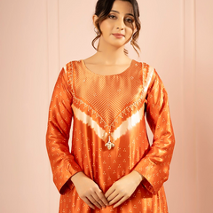 Kesar Printed Orange Kurta Set