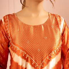 Kesar Printed Orange Kurta Set