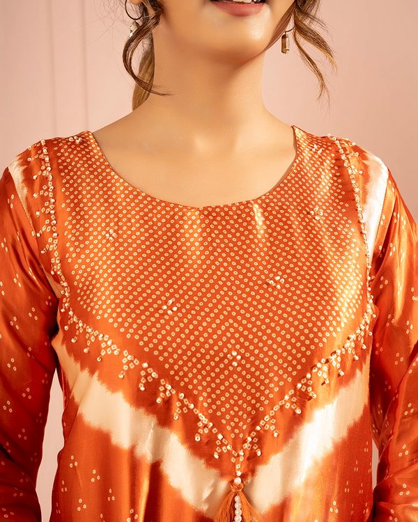 Kesar Printed Orange Kurta Set