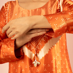 Kesar Printed Orange Kurta Set