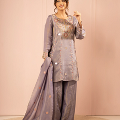 Sumbul Tissue Lavender Kurta Set
