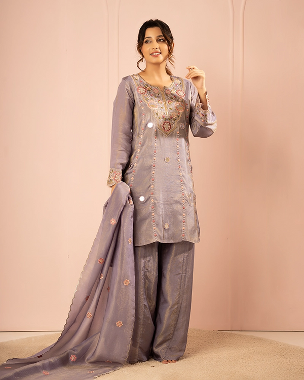 Sumbul Tissue Lavender Kurta Set