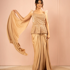 Noorvi Beige Indo- Western Set
