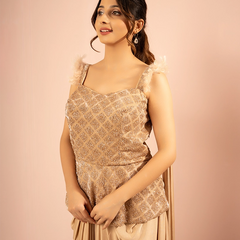 Noorvi Beige Indo- Western Set