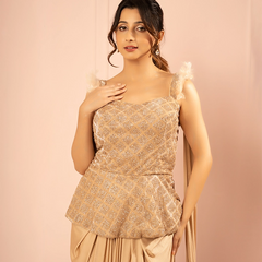 Noorvi Beige Indo- Western Set
